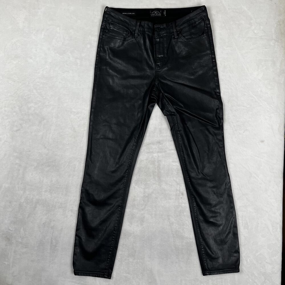 Lucky Brand Brooke Legging Jeans Womens 12/31 Black Stretch Faux Leather